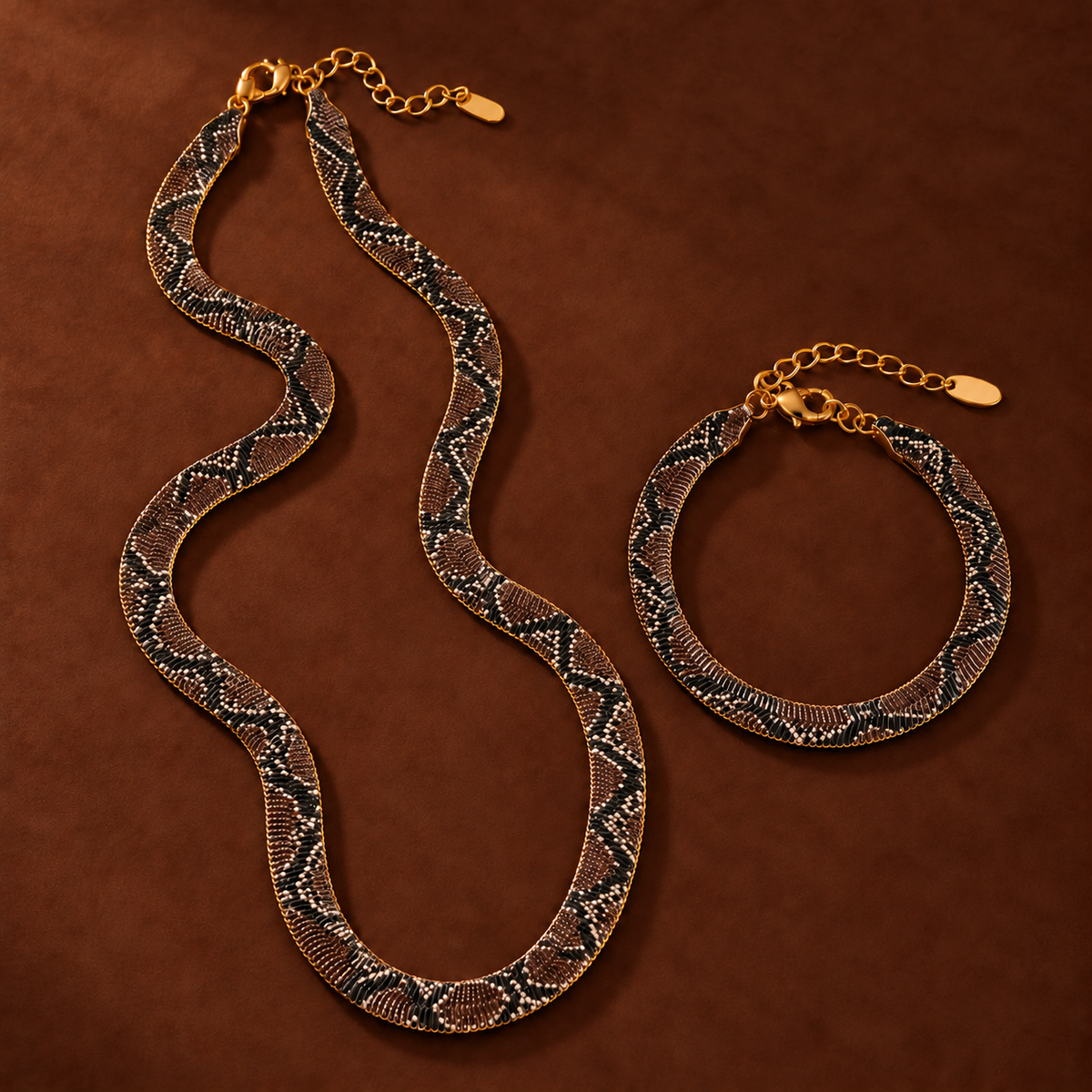 Necklace with Bronze Python bracelet